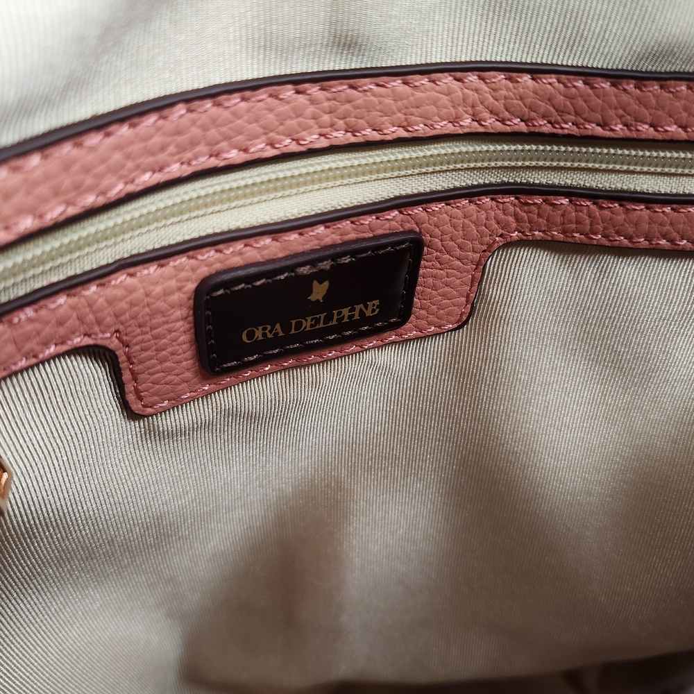 Ora Delphine Peach Leather Tote - Picture 8 of 13